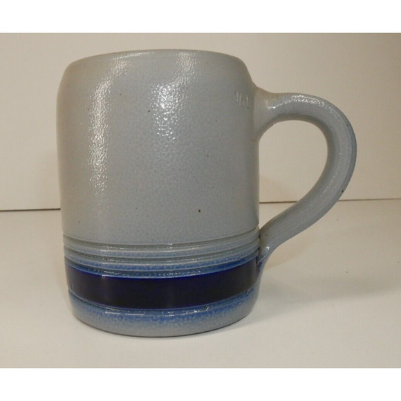 Gres D'alsace Signed Grey And Blue Pottery Mug Cup Stoneware - Picture 1 of 7